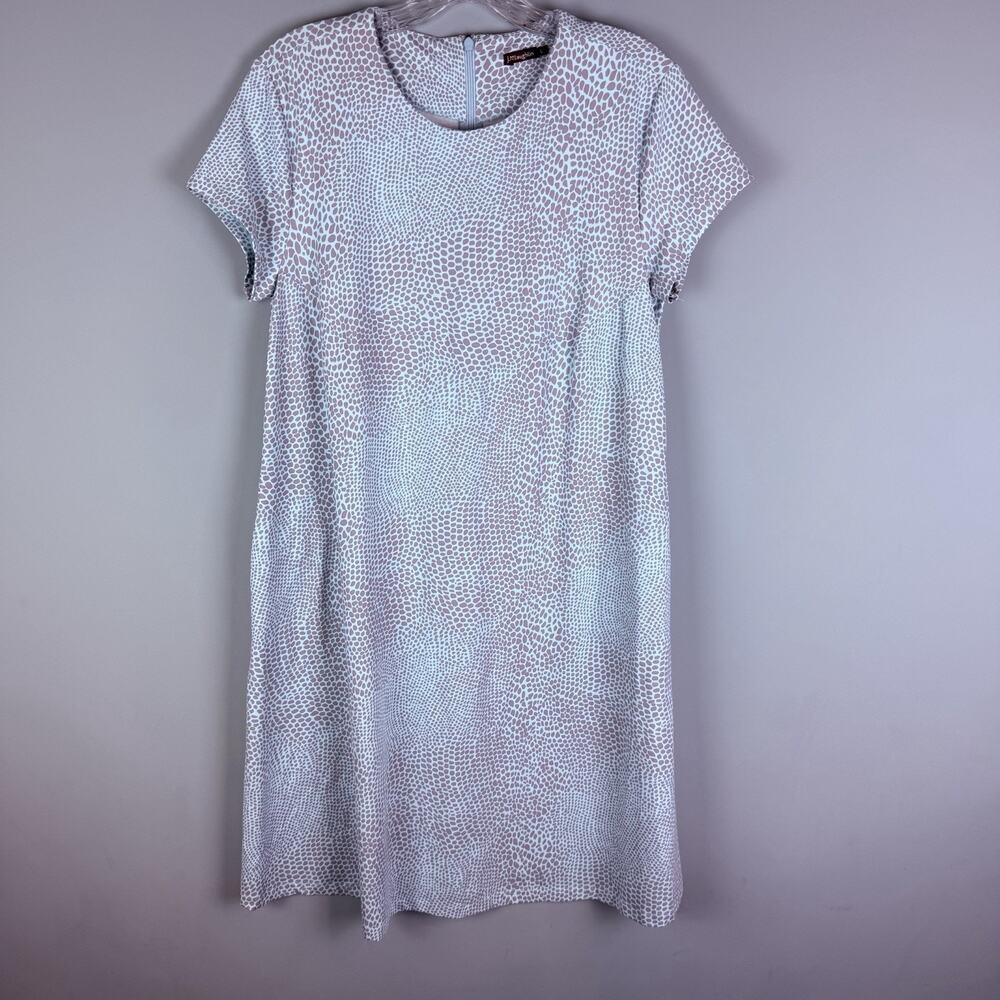 J. McLaughlin Light Blue and Gray Python Print Shift Dress Large Catalina Cloth
